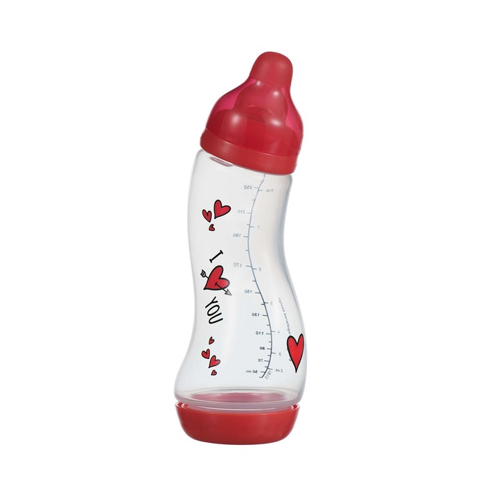 Biberon anticolici, Difrax, I love you, rosu , 250 ml