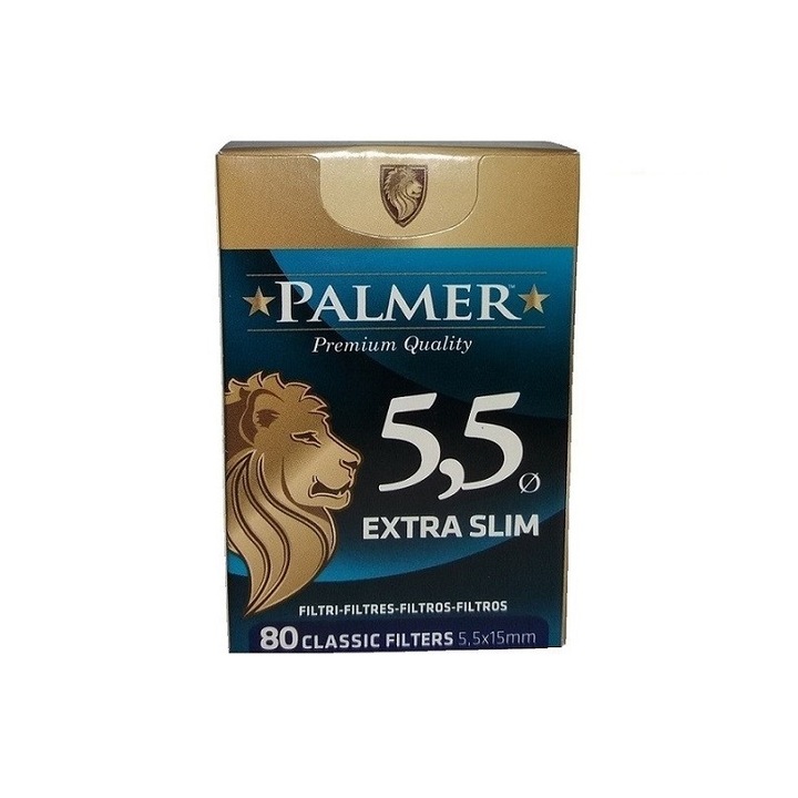 Filtre extra slim pentru rulat tigarete, Palmer Extra Slim 80, 5.5 mm