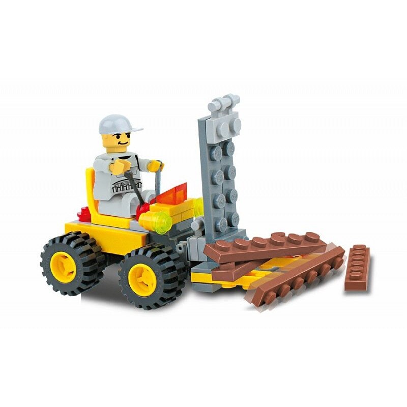 Joc constructie Blocki, Stivuitor 3 in 1, 54 piese, Robentoys