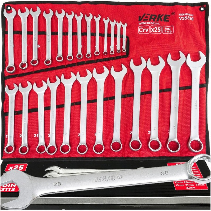 Set chei combinate inelare fixe 25 elemente 6-32mm VERKE V35330