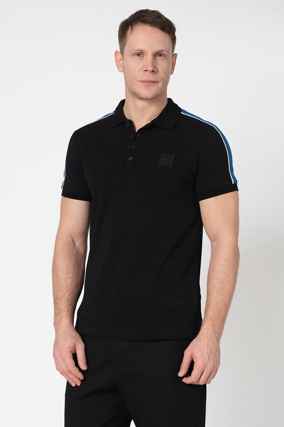 Diesel, Tricou polo din material pique Ralfy, Negru, S