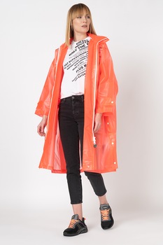 Diesel, Pelerina de ploaie cu aspect mat si cu gluga G-Taky, Oranj neon Diesel, Pelerina de ploaie cu aspect mat si cu gluga G-Taky, Oranj neon