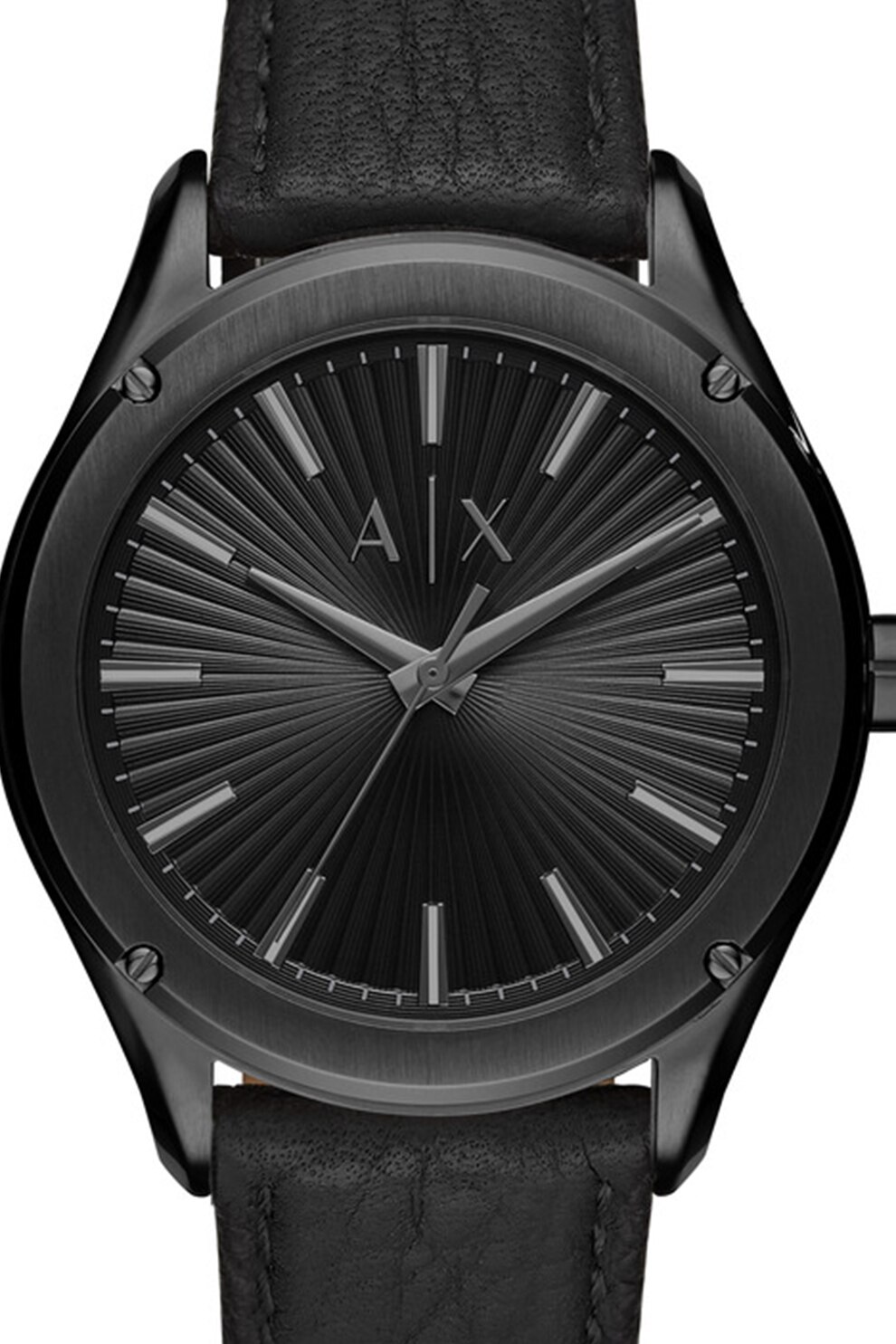 ARMANI EXCHANGE, Часовник с кожена каишка, Черен - eMAG.bg