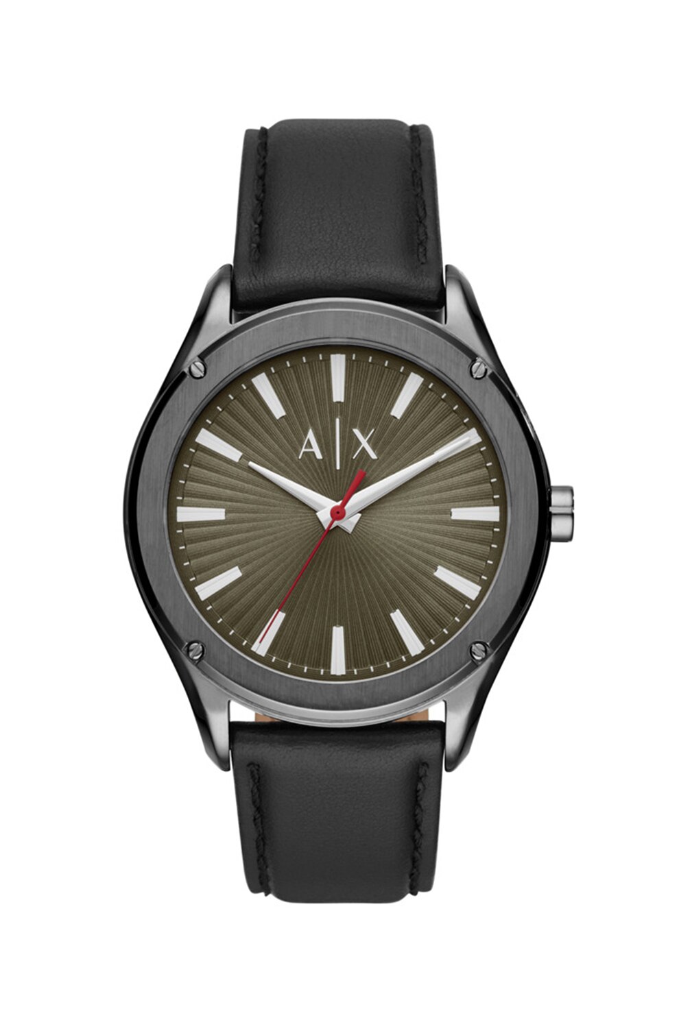 ARMANI EXCHANGE, Ceas analog cu o curea de piele, Gri inchis