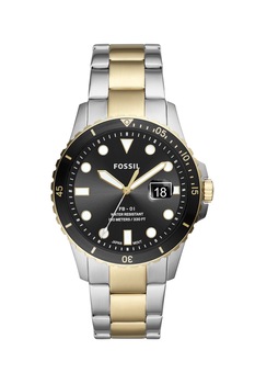 Fossil, Ceas quartz cu bratara din otel inoxidabil FB-01, Argintiu/Auriu Fossil, Ceas quartz cu bratara din otel inoxidabil FB-01, Argintiu/Auriu