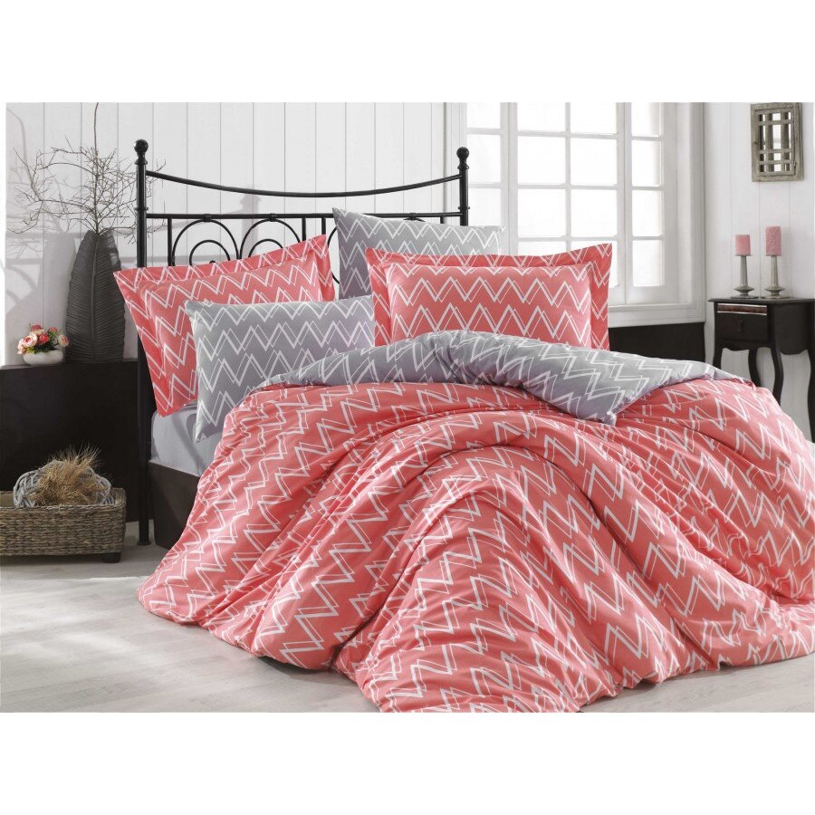 Lenjerie de pat dublu bumbac 100% poplin, Hobby Home, Nazende Coral