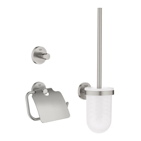 Set Accesorii Grohe 3 in 1 City Restroom, include perie WC, agatatoare, suport hartie igienica