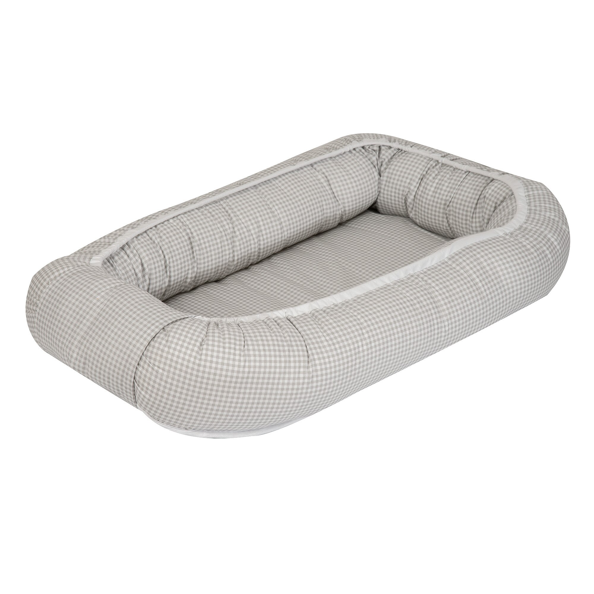 Babynest pentru bebelusi, din bumbac, Bear Heart Grey, 70 x 45 cm, Amy