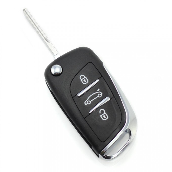 Carcasa cheie briceag Citroen, 3 butoane, cu lamela HU83, contur metal, negru