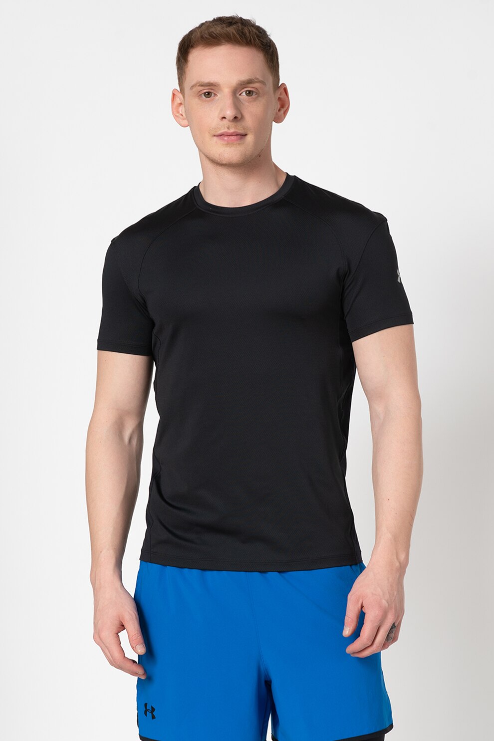 Under Armour, Tricou din material elastic, pentru alergare Coolswitch Run, Negru, XL