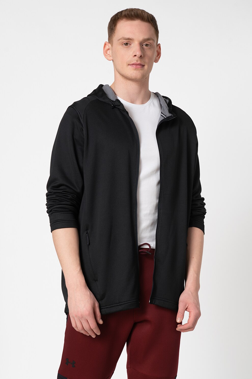 Under Armour, Jacheta din material elastic, pentru antrenament MK1, Negru