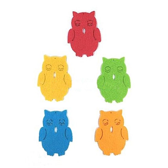 Set 5 figurine din fetru - bufnite colorate, 7 cm