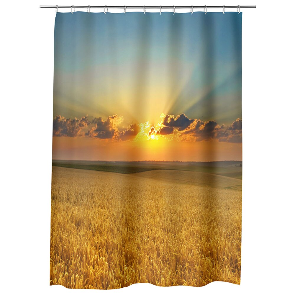 Perdea Dus, Cada, pentru Baie, Heartwork, Apus peste lanul de grau, Model Multicolor, Decoratiuni Baie, 150 x 200 cm