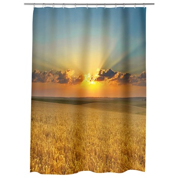 Perdea Dus, Cada, pentru Baie, Heartwork, Apus peste lanul de grau, Model Multicolor, Decoratiuni Baie, 150 x 200 cm Perdea Dus, Cada, pentru Baie, Heartwork, Apus peste lanul de grau, Model Multicolor, Decoratiuni Baie, 150 x 200 cm