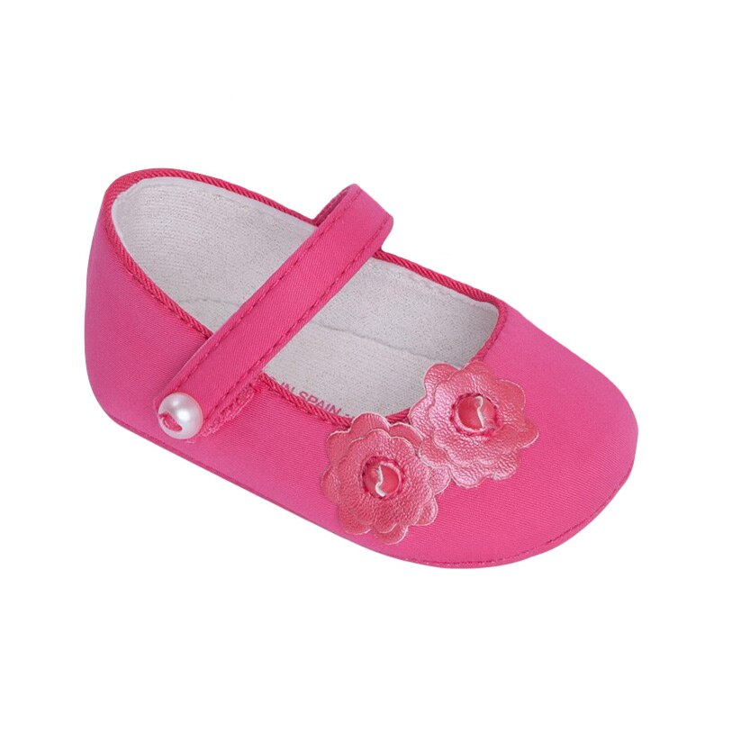 Pantofi, Mayoral, cu floare si perle, fucsia, 18