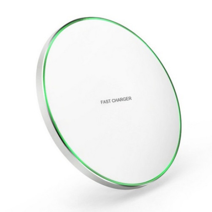 Incarcator wireless QI ultra slim 10W Quick Charger alb