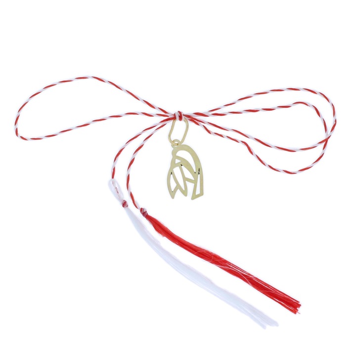 Martisor cu model Ghiocel din aur 14k, lungime 10 mm, inaltime 15 mm