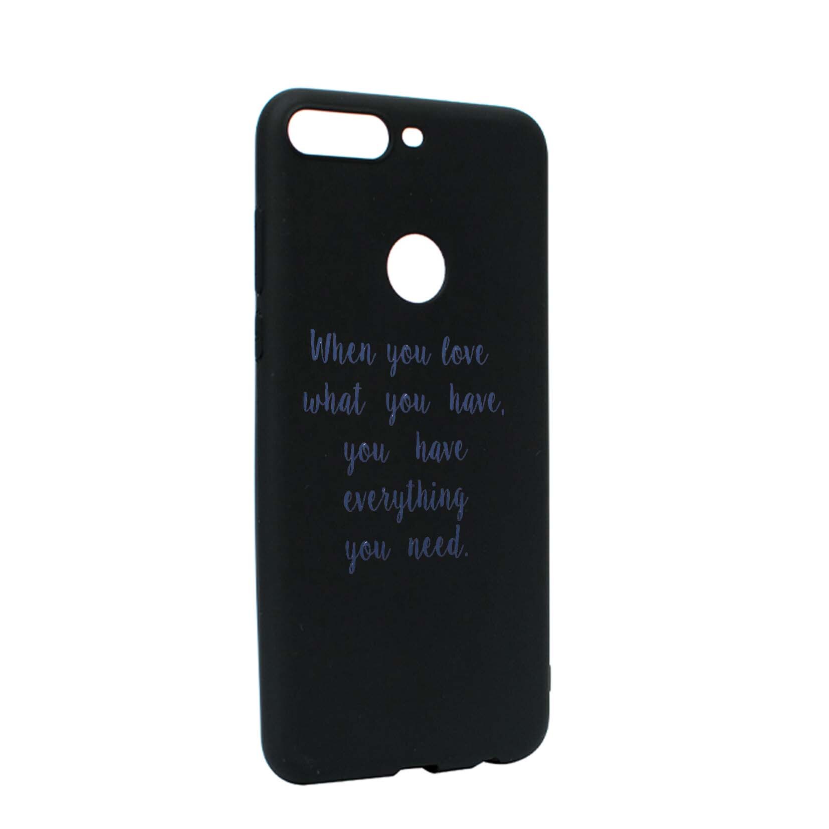 Husa de protectie cu mesaj Love, pentru Huawei Y7 2018 / Y7 Prime 2018, rezistenta la uzura, anti-alunecare, din silicon Premium, B476