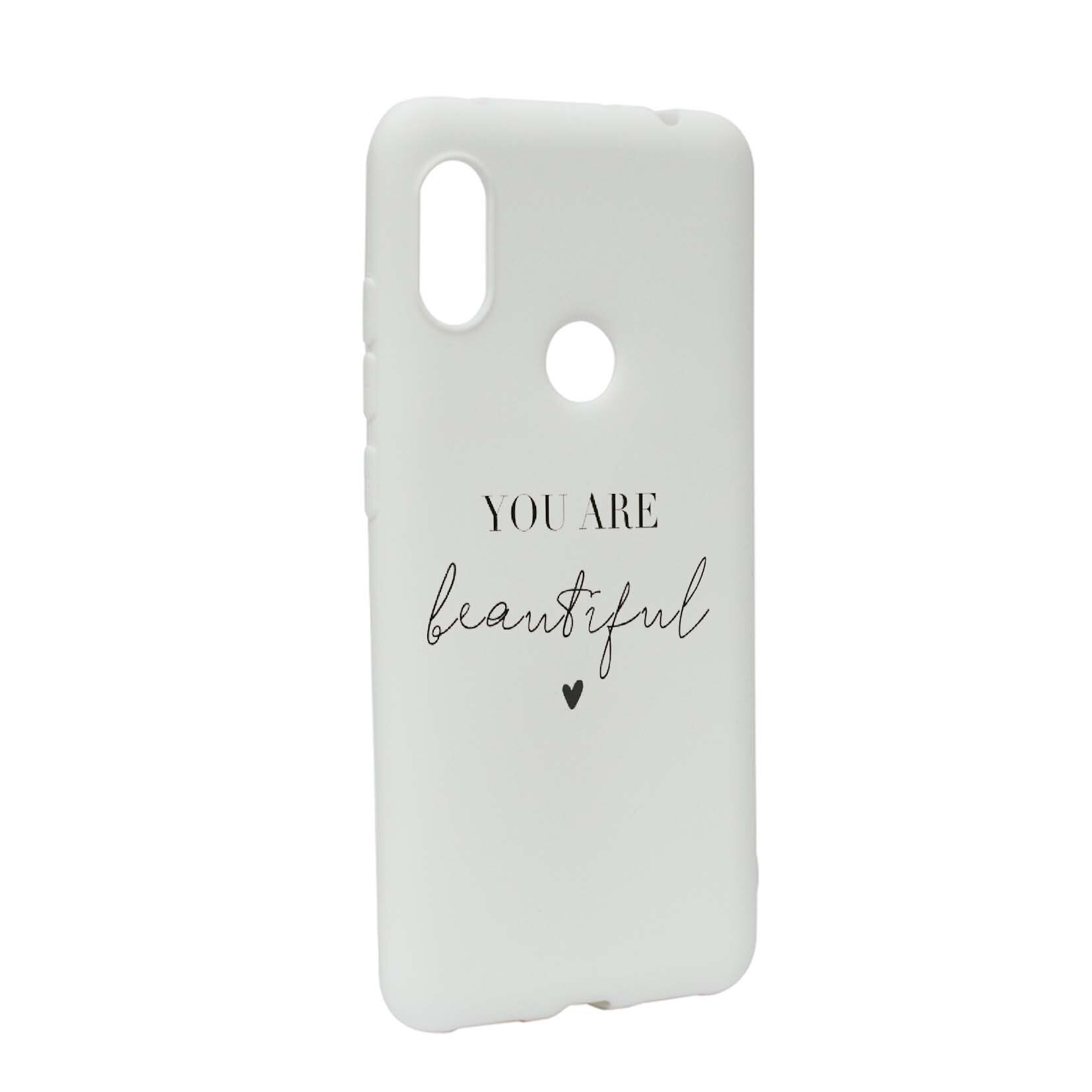 Husa de protectie cu mesaj You Are Beautiful, pentru Xiaomi Redmi Note 6 Pro, rezistenta la uzura, anti-alunecare, din silicon Premium, W477