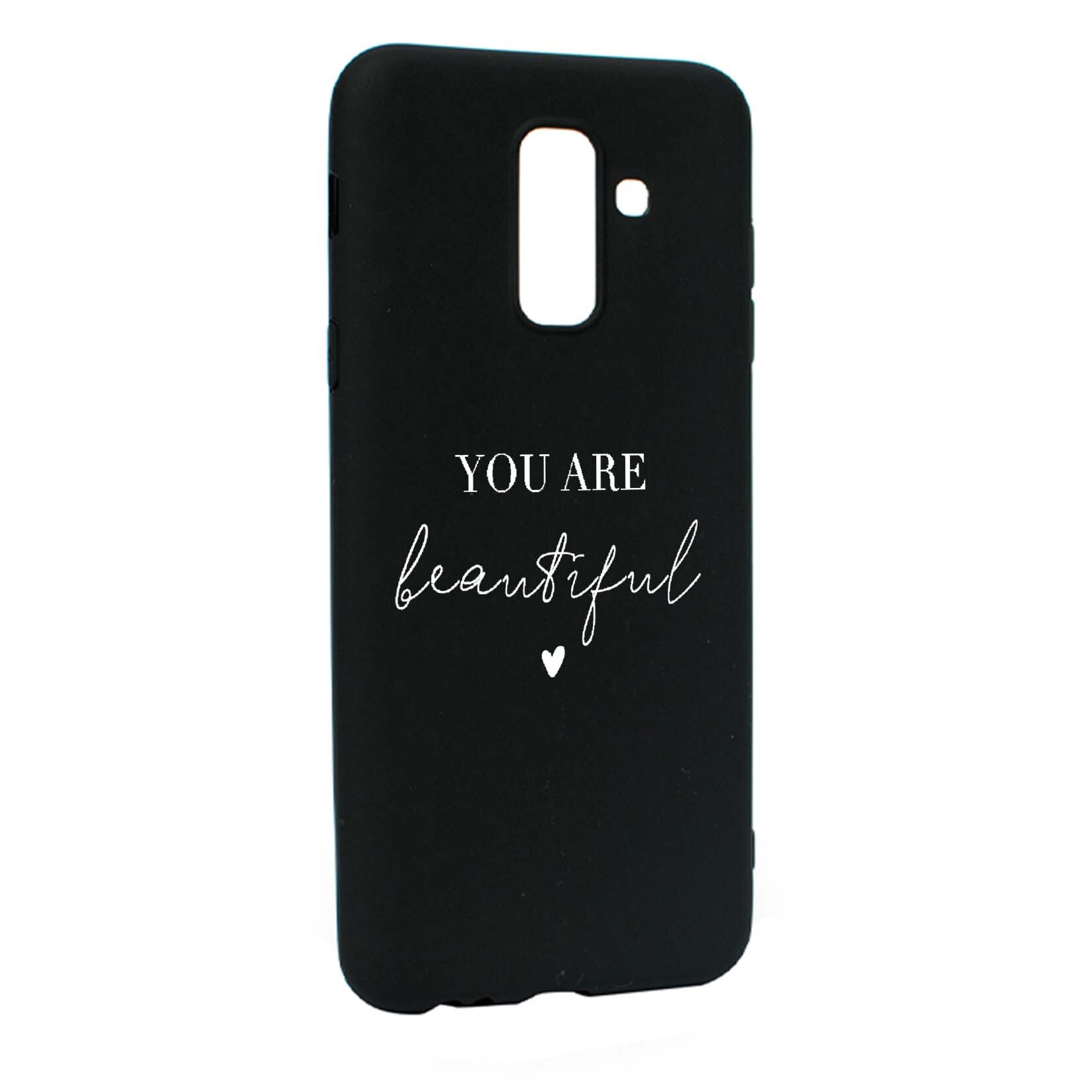 Husa de protectie cu mesaj You Are Beautiful, pentru Samsung Galaxy A6 PLUS / Galaxy J8 2018, rezistenta la uzura, anti-alunecare, din silicon Premium, B477