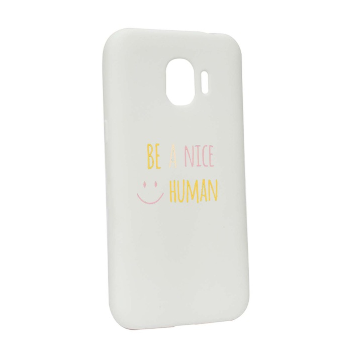Husa de protectie cu mesaj Human, pentru Samsung Galaxy J4 2018, rezistenta la uzura, anti-alunecare, din silicon Premium, W480