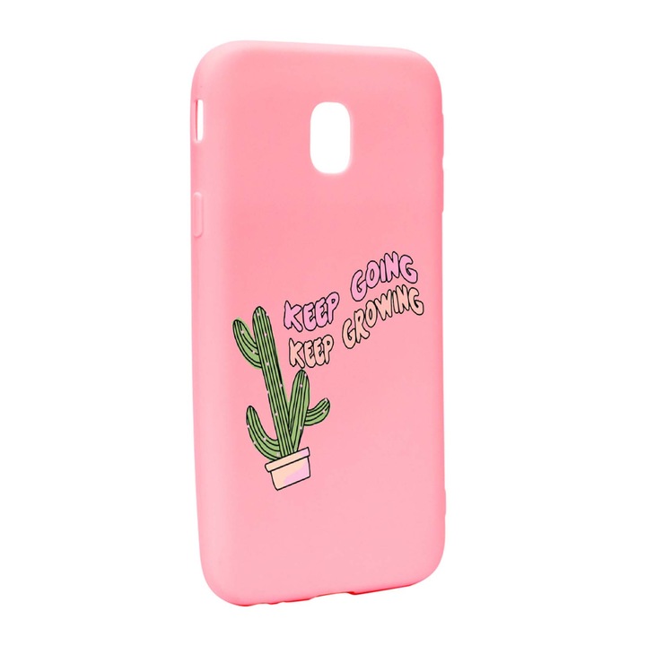 Husa de protectie cu mesaj Keep Going, pentru Samsung Galaxy J7 2018, rezistenta la uzura, anti-alunecare, din silicon Premium, P482