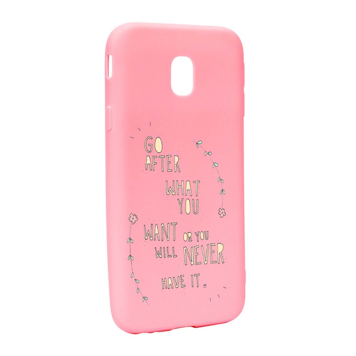 Husa de protectie cu mesaj Be Positive, pentru Samsung Galaxy J7 2018, rezistenta la uzura, anti-alunecare, din silicon Premium, P483