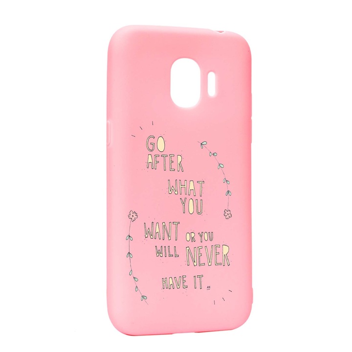 Husa de protectie cu mesaj Be Positive, pentru Samsung Galaxy J4 2018, rezistenta la uzura, anti-alunecare, din silicon Premium, P483