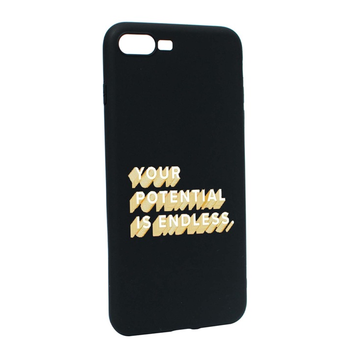 Husa de protectie cu mesaj Endless, pentru Apple iPhone 7 Plus / 8 Plus, rezistenta la uzura, anti-alunecare, din silicon Premium, B484
