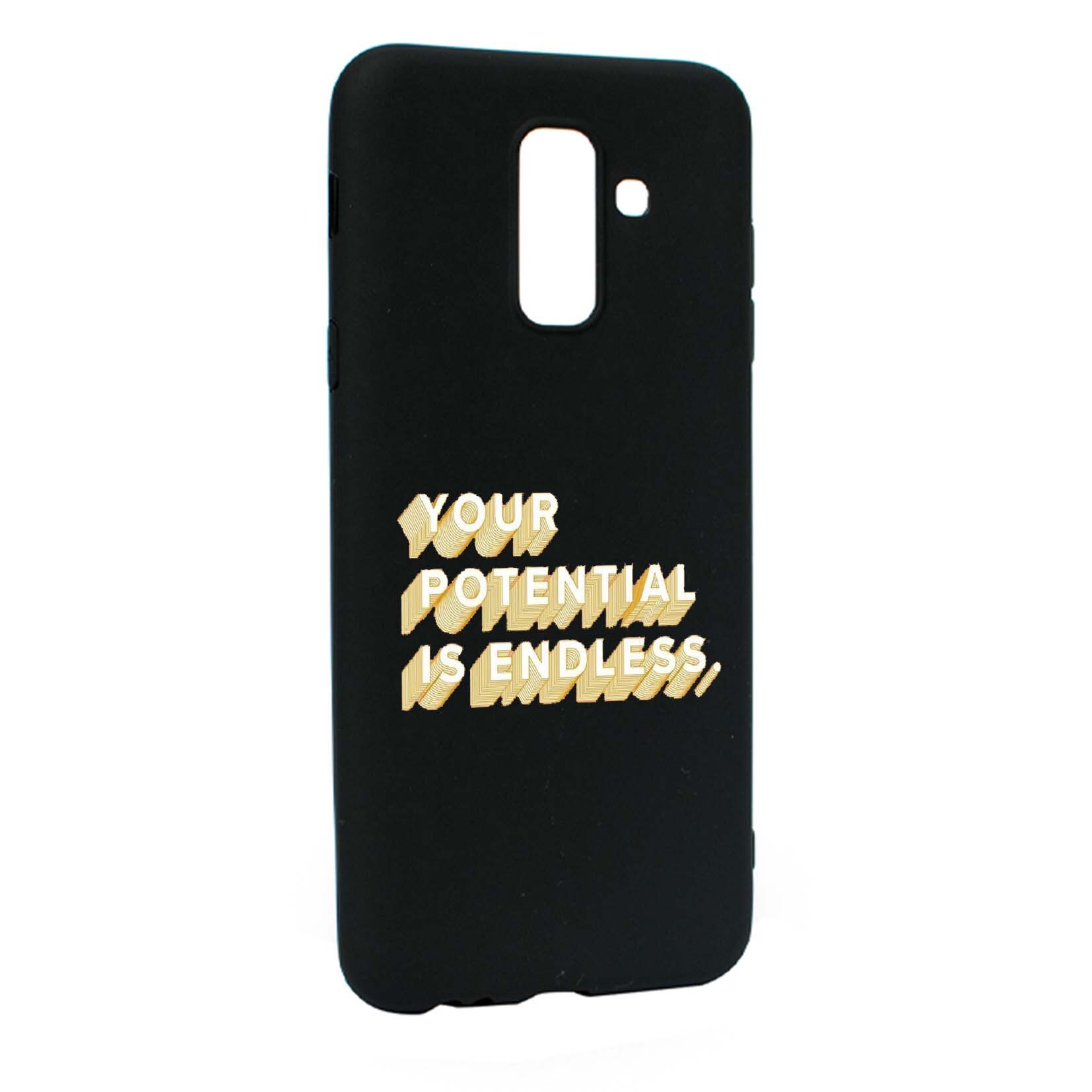 Husa de protectie cu mesaj Endless, pentru Samsung Galaxy A6 PLUS / Galaxy J8 2018, rezistenta la uzura, anti-alunecare, din silicon Premium, B484