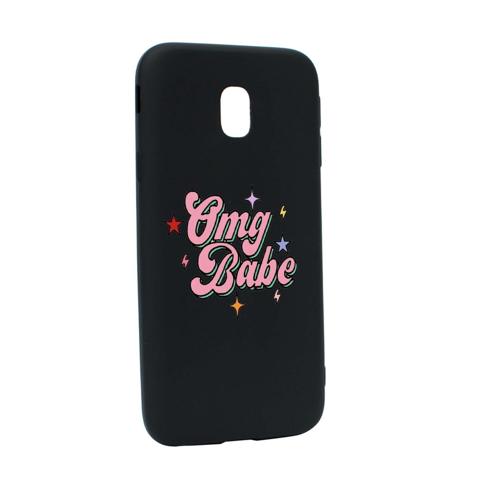 Husa de protectie cu mesaj OMG Babe, pentru Samsung Galaxy J7 2017, rezistenta la uzura, anti-alunecare, din silicon Premium, B487