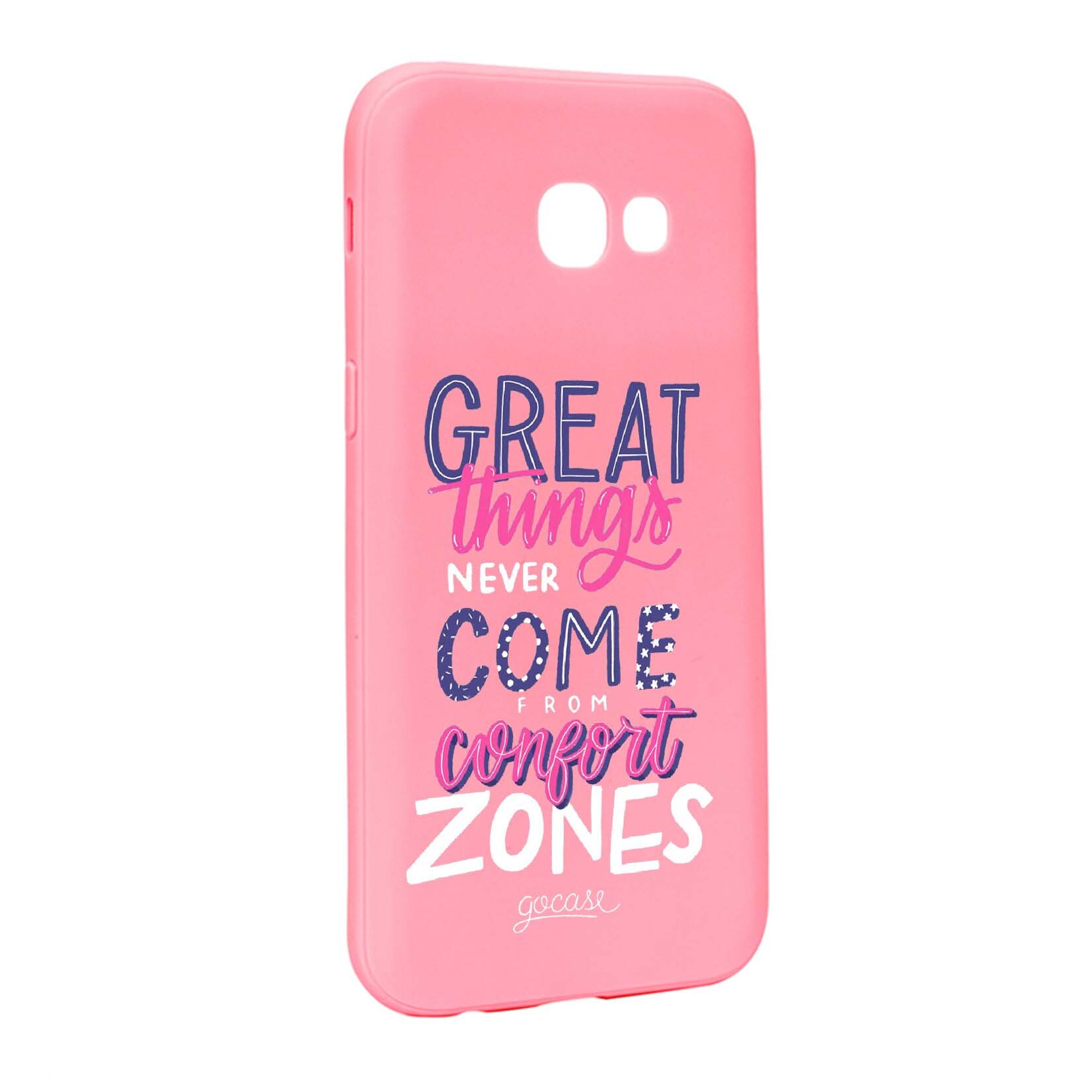 Husa de protectie cu mesaj Great Things, pentru Samsung Galaxy A3 2017, rezistenta la uzura, anti-alunecare, din silicon Premium, P486