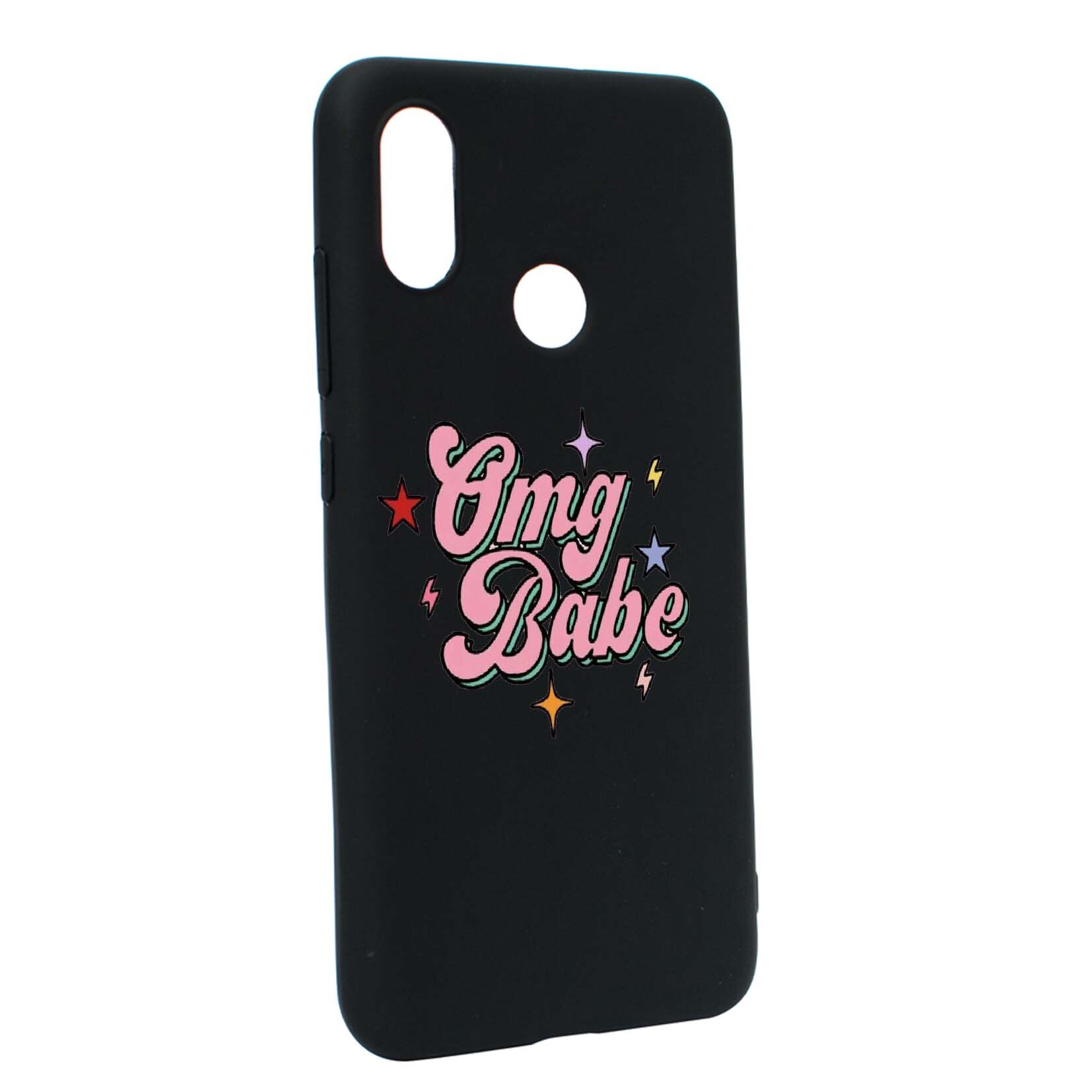 Husa de protectie cu mesaj OMG Babe, pentru Xiaomi Mi A2 Lite / Redmi 6 Pro, rezistenta la uzura, anti-alunecare, din silicon Premium, B487