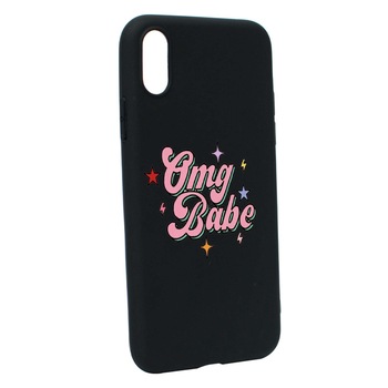 Husa de protectie cu mesaj OMG Babe, pentru Apple iPhone XS / X, rezistenta la uzura, anti-alunecare, din silicon Premium, B487 Husa de protectie cu mesaj OMG Babe, pentru Apple iPhone XS / X, rezistenta la uzura, anti-alunecare, din silicon Premium, B487