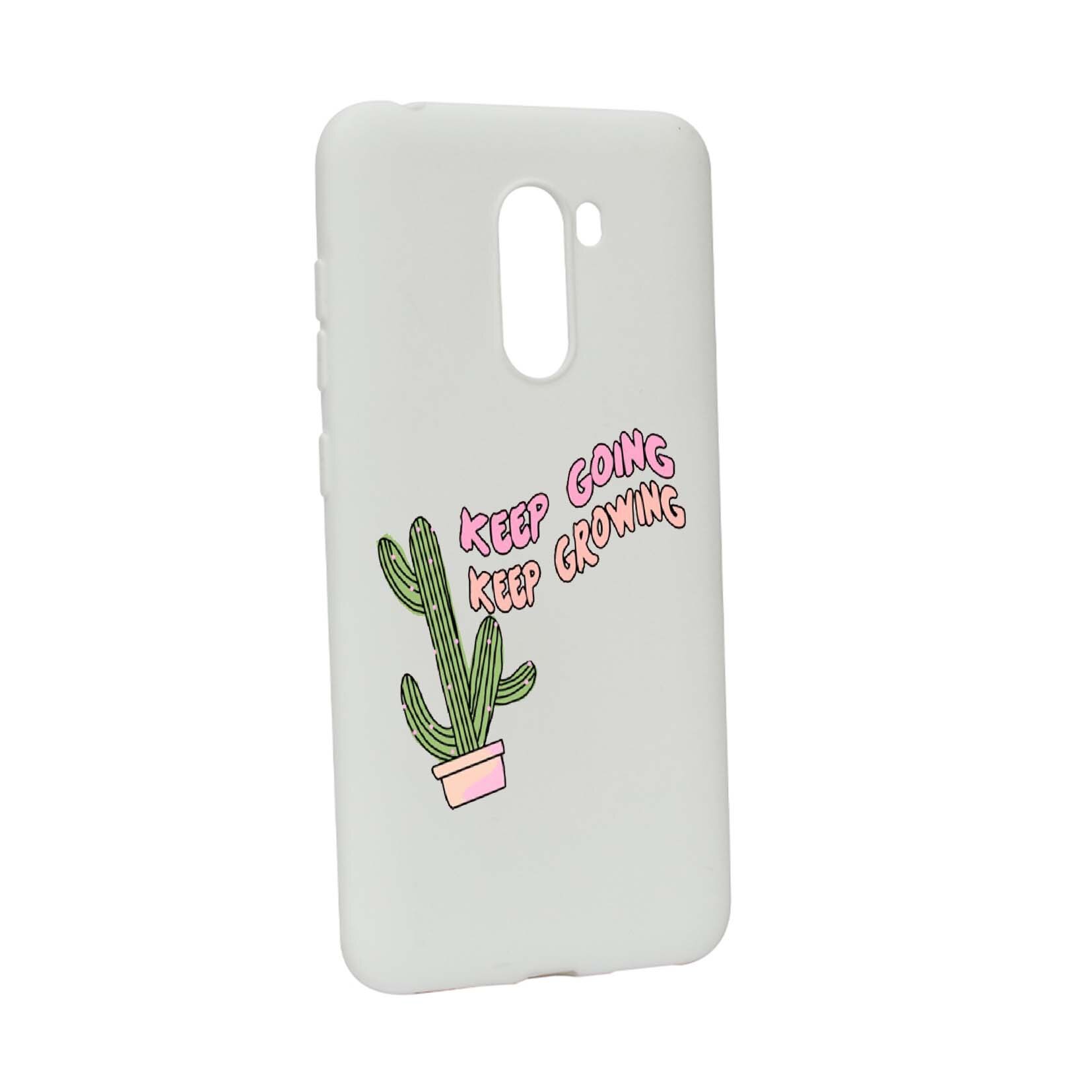 Husa de protectie cu mesaj Keep Going, pentru Xiaomi PocoPhone F1, rezistenta la uzura, anti-alunecare, din silicon Premium, W482