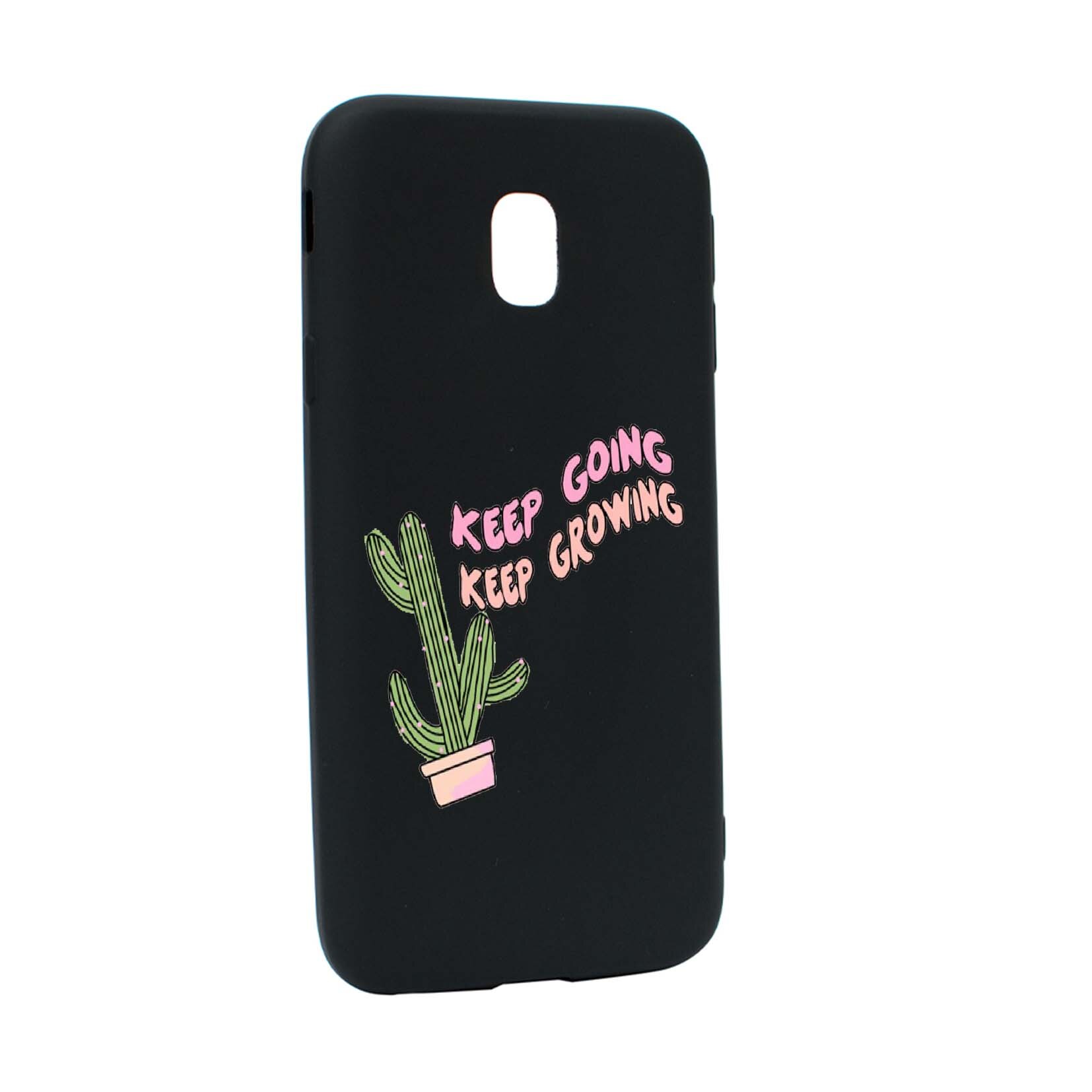 Husa de protectie cu mesaj Keep Going, pentru Samsung Galaxy J7 2017, rezistenta la uzura, anti-alunecare, din silicon Premium, B482