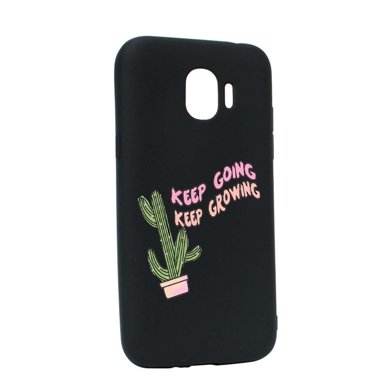 Husa de protectie cu mesaj Keep Going, pentru Samsung Galaxy J4 2018, rezistenta la uzura, anti-alunecare, din silicon Premium, B482