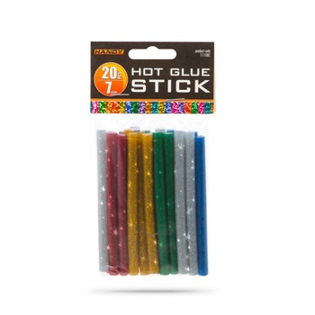 Baton termoadeziv, 7 mm , colorat, glitter, pachet 20 bucati Baton termoadeziv, 7 mm , colorat, glitter, pachet 20 bucati