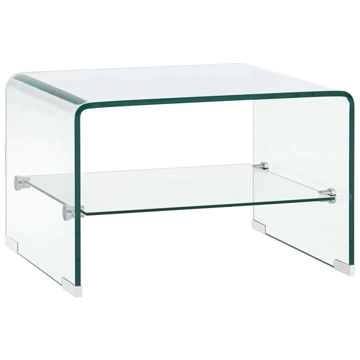 Masuta de cafea vidaXL, transparent, 50x45x33 cm, sticla securizata, 14.44 kg