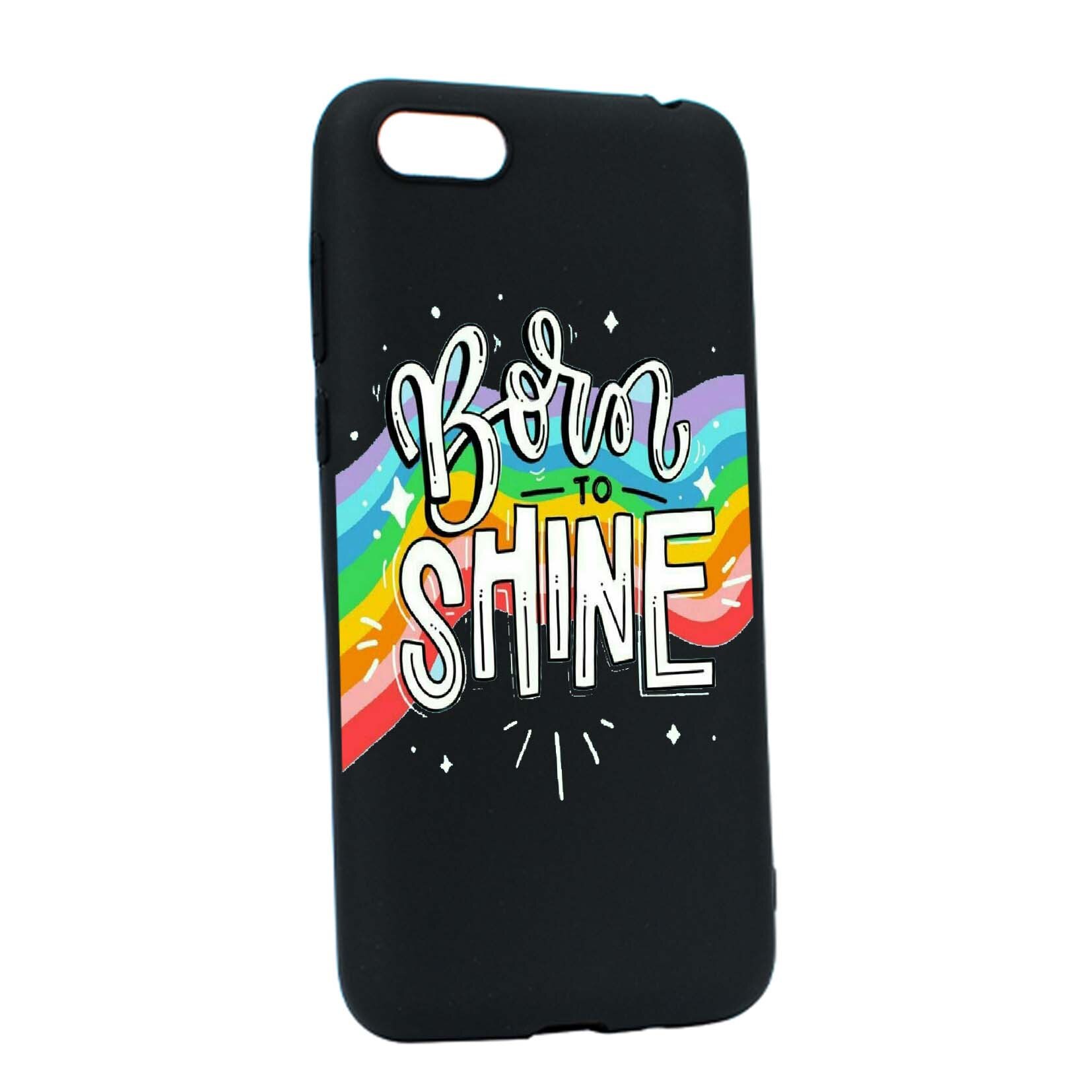 Husa de protectie cu mesaj Born to shine, pentru Apple iPhone 6 / 6S, rezistenta la uzura, anti-alunecare, din silicon Premium, B489