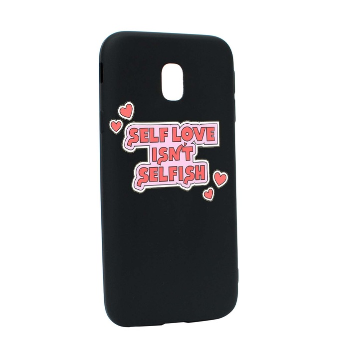 Husa de protectie cu mesaj Self Love, pentru Samsung Galaxy J7 2018, rezistenta la uzura, anti-alunecare, din silicon Premium, B493