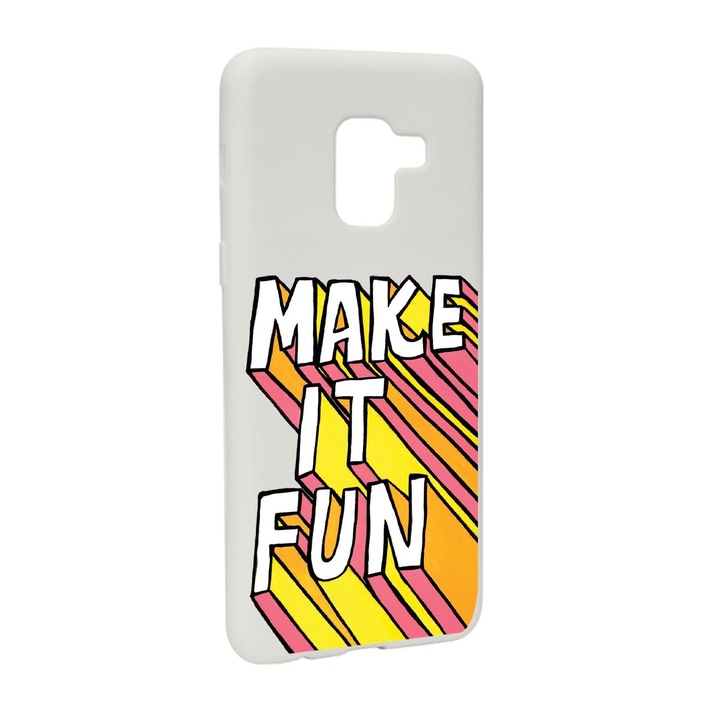 Husa de protectie cu mesaj Make It Fun, pentru Samsung Galaxy A5 2018, rezistenta la uzura, anti-alunecare, din silicon Premium, W494