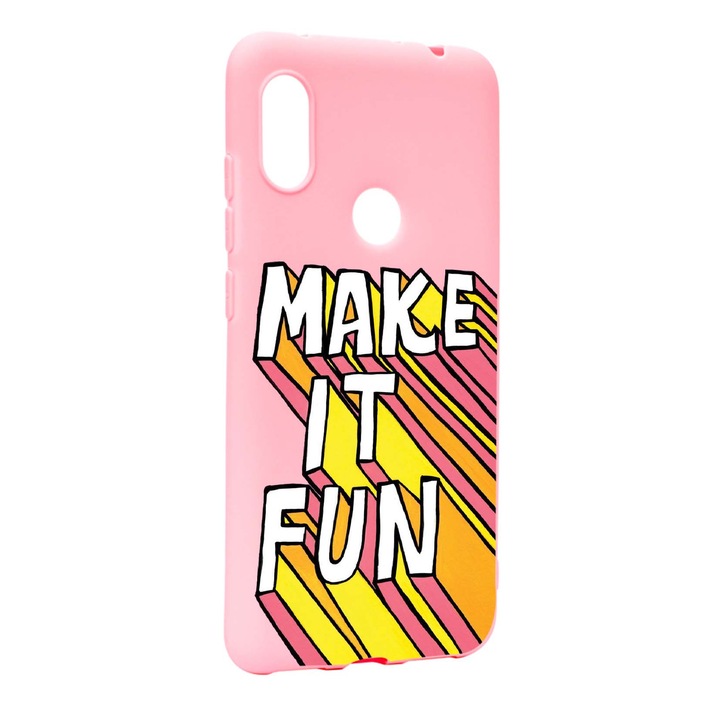 Husa de protectie cu mesaj Make It Fun, pentru Xiaomi Mi Mix 2S, rezistenta la uzura, anti-alunecare, din silicon Premium, P494
