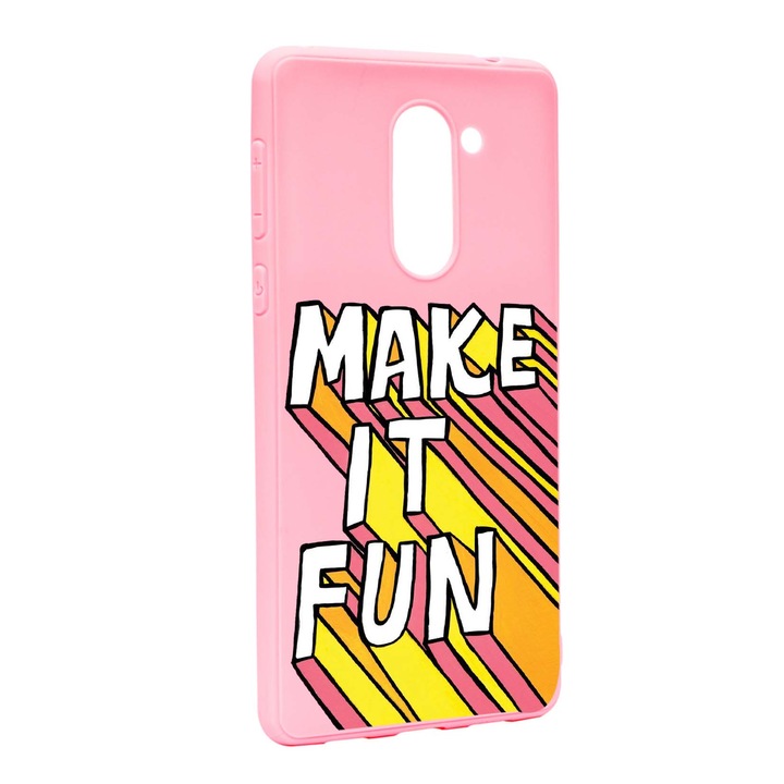 Husa de protectie cu mesaj Make It Fun, pentru Huawei Mate 9 Lite / Honor 6X, rezistenta la uzura, anti-alunecare, din silicon Premium, P494