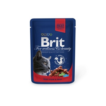 Hrana umeda pentru pisici Brit, Vita si Mazare, 6x100g Hrana umeda pentru pisici Brit, Vita si Mazare, 6x100g