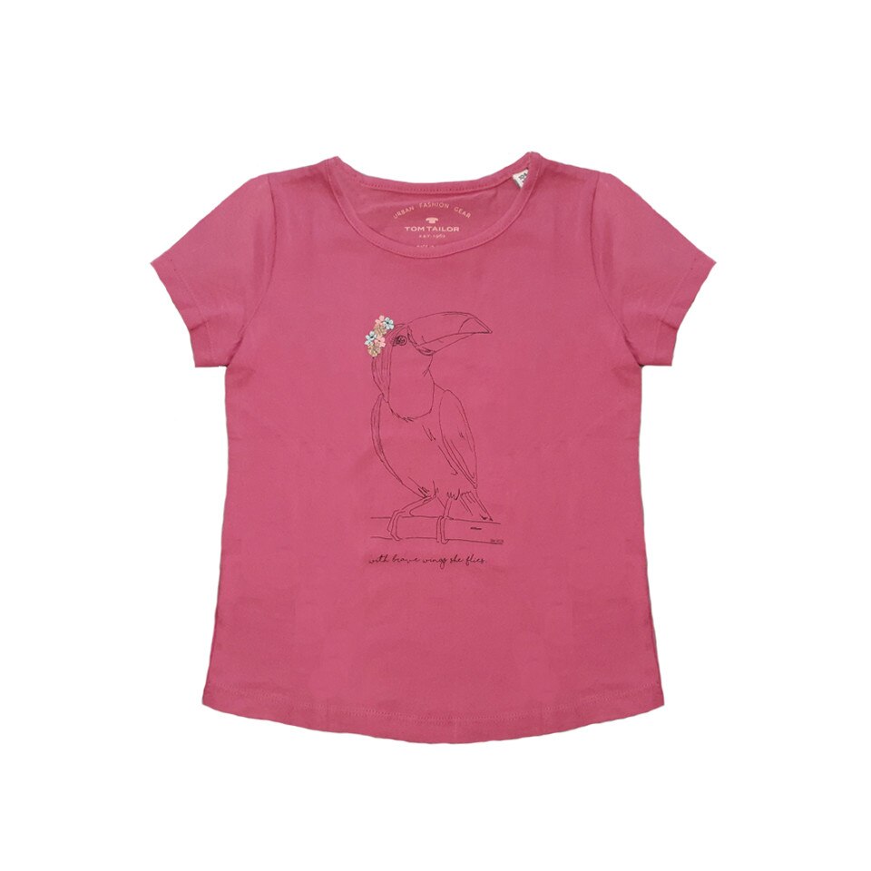Tricou bumbac Tom Tailor fete, rosu, marimea 104-110 cm