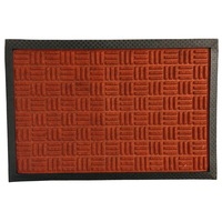 Covoras antiderapant Criss Casa Plastor, mocheta/cauciuc, 60x40 cm, rosu