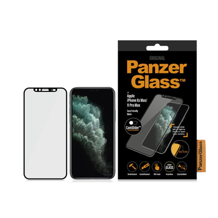Стъклен протектор PanzerGlass за Apple iPhone Xs Max, 11 Pro Max, Case Friendly, CamSlider, Черен