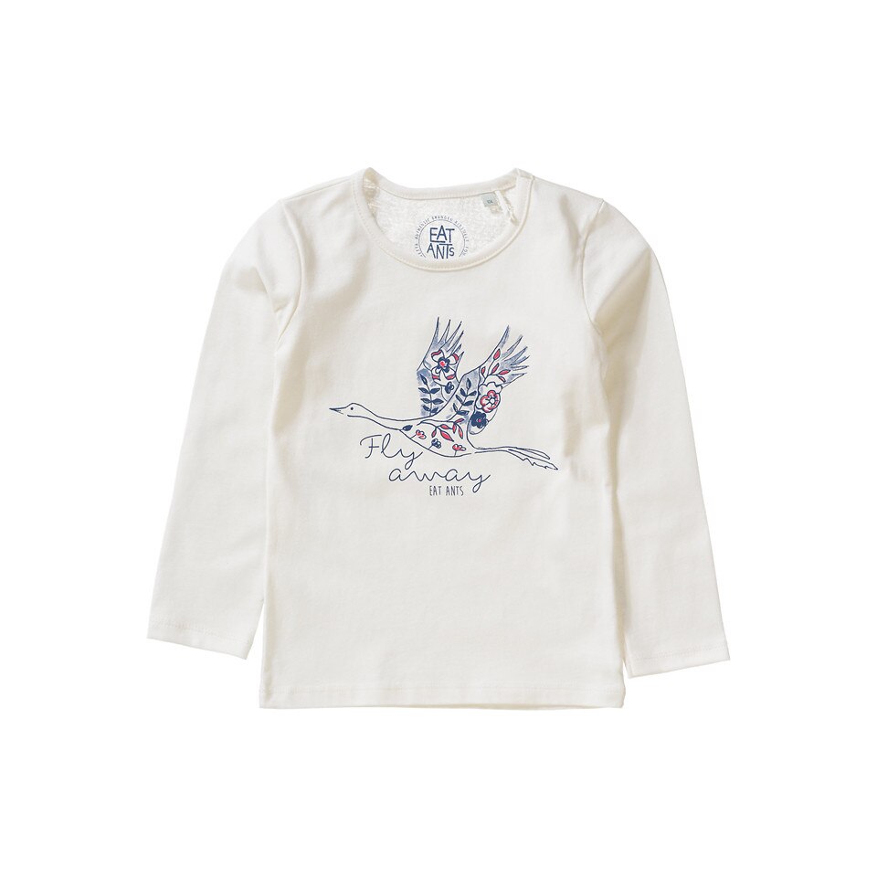 Bluza bumbac Eat Ants by Sanetta fete, alb/albastru, marimea 128 cm