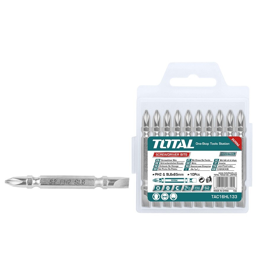 Set biti Total, PH2 + SL6.0*1.0, 50mm, 10 buc/set